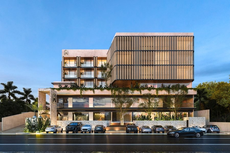 Render de la fachada de Sierra Madre Towers, Cancún
