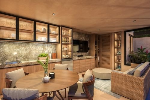 Render interior de un departamento en Sierra Madre Towers